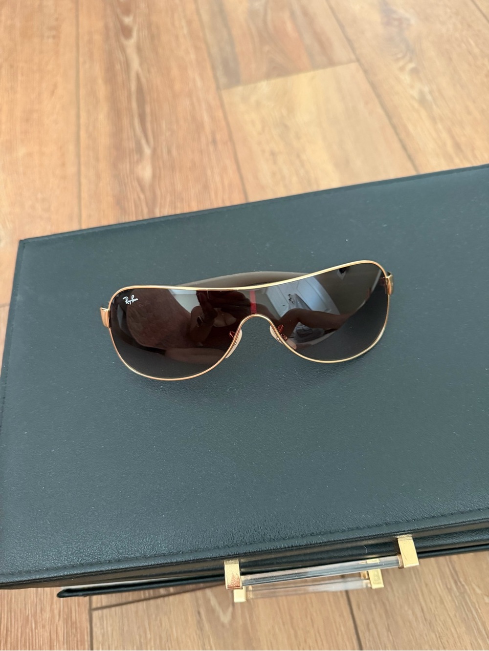 Ray-Ban RB3471 Shield Wrap Sunglasses Gold Brown